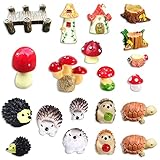 BelleAngle 20 Pcs Miniature Fairy Garden Accessories, Fairy Outdoor Garden Animals Figurines, Resin