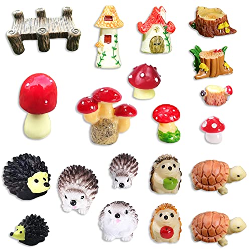 Belleangle 20 Pcs Miniature Fairy Garden Accessories, Fairy Outdoor Garden Animals Figurines, Resin Micro Landscape Ornaments For Bonsai Craft Decor Garden Diy Kit #TOP4