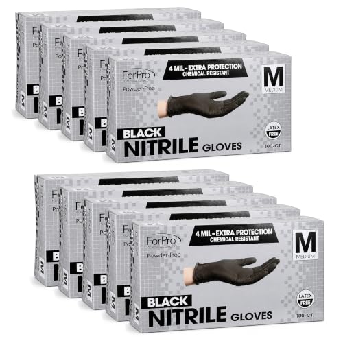 Image of ForPro Disposable Nitrile Gloves, Chemical Resistant, Powder-Free, Latex-Free, Non-Sterile, Food Safe, 4 Mil