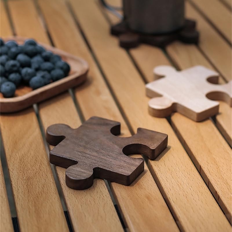 Miniatura 6 de 4 posavasos de madera para rompecabezas de madera, posavasos de madera, posavasos para exteriores, posavasos de madera para bebidas, platos base,
