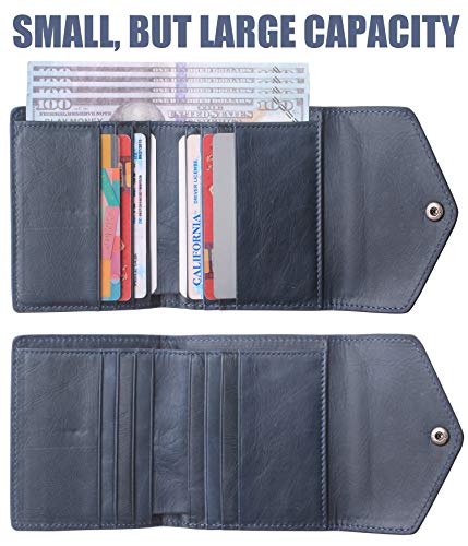 Image of Small Wallet for Women Genuine Leather RFID Blocking Card Holder Organizer Pocket Compact Bifold Ladies Mini Purse