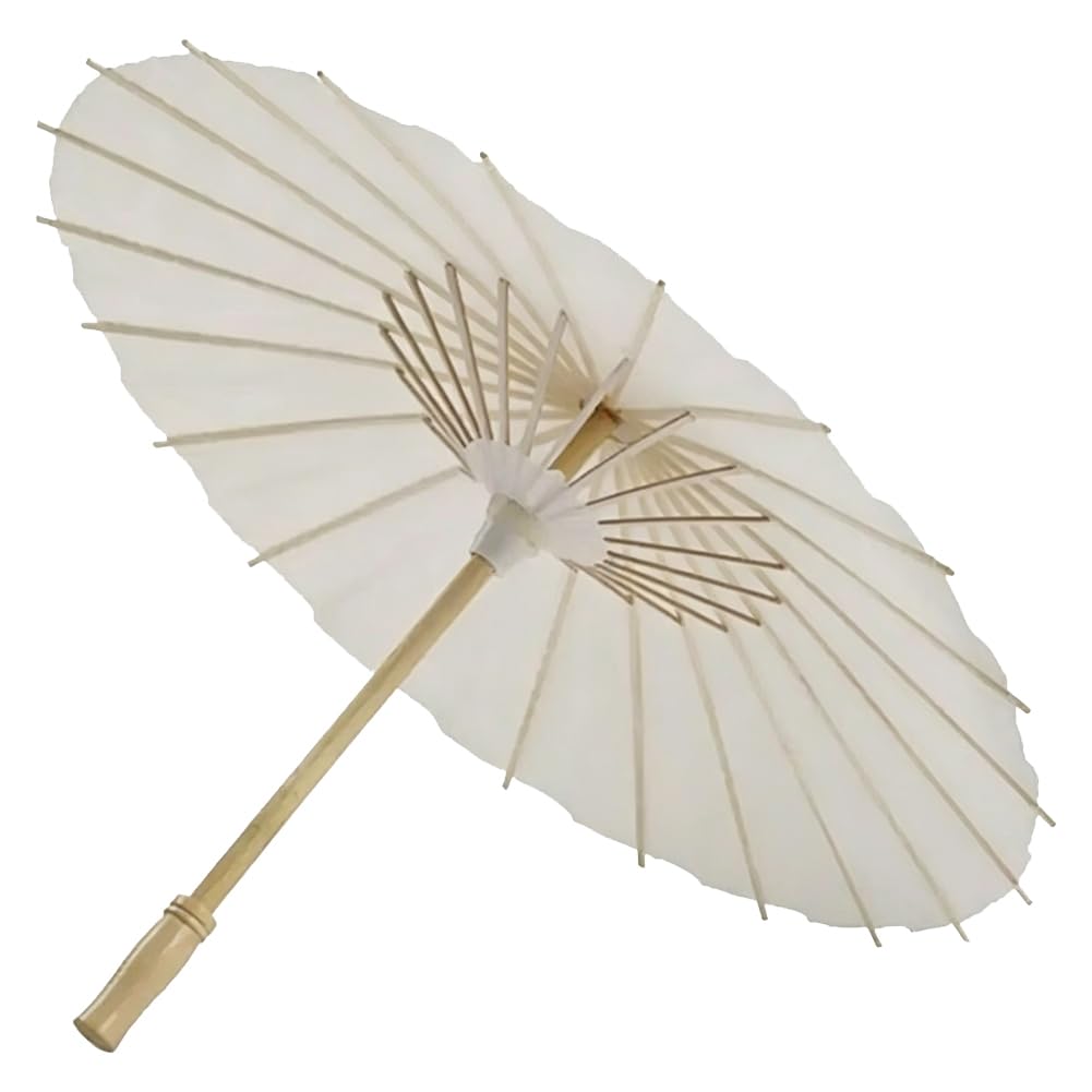 Sombrilla blanca de papel de 40 cm para manualidades y decoración de bodas