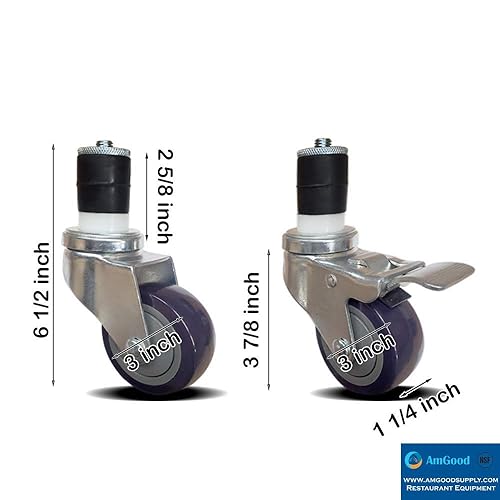 Miniatura 7 de Ruedas de 3 pulgadas para mesa de trabajo de acero inoxidable  Ruedas para mesas de preparación de metal  Juego de 4