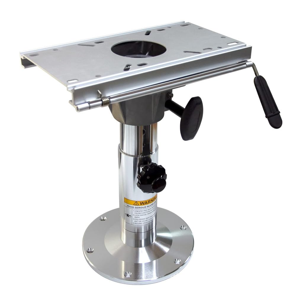 Boat Seat Pedestal, Aluminum Boat Seats and Pedestals with Slide and Swivel, Adjustable Height from 14" to 20", for Locking Boat Seats Captain Chair