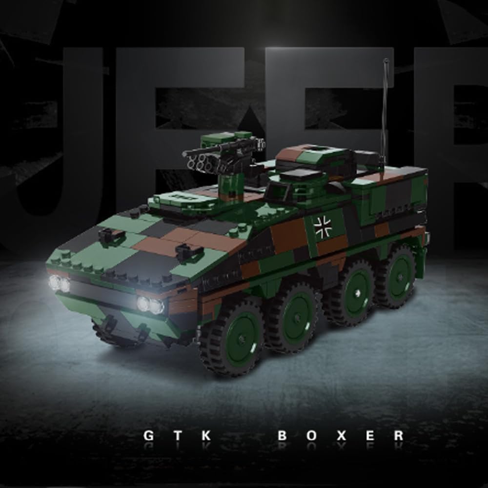 JOMIOD Technik Panzer Bausteine Bausatz, 808 Klemmbausteine 1:30 WW2 GTK Boxer Bundeswehr Militär Panzer Modell, Konstruktionsspielzeug Geschenk für Erwachsene und Jugendliche