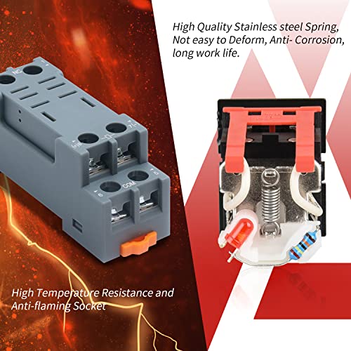 APIELE [3 Jahre Garantie] 24V DC 8 Pins 10A Spule Elektromagnetisches Leistungsrelais 2PDT 2NO+2NC MY2NJ HH52Pmit Kontrollleuchte mit Steckdose (24VDC)