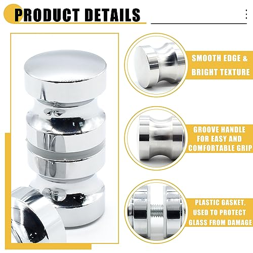 Image of 2 Pack Shower Glass Door Handle, Stainless Steel Shower Doors Knob Double Sided Pull Hardware for Bathroom Glass Doors (Polished Chrome)