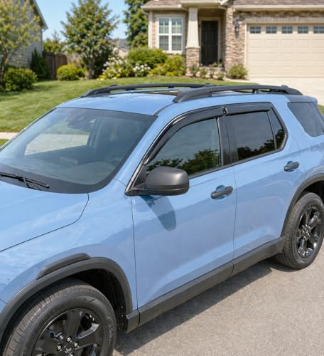 Image of 2026 2027 Tape-On Rain Guards for Honda Passport Side Window Visor Deflectors Extra Thick Shade RTL Towing Blackout TrailSport Elite