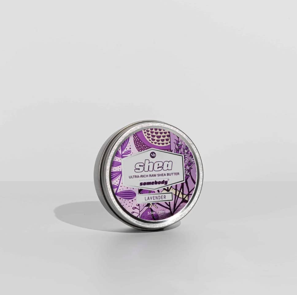 Somebody Raw Organic Shea Butter - Moisturize, Protect and Soften Skin (Lavender 3.5oz)