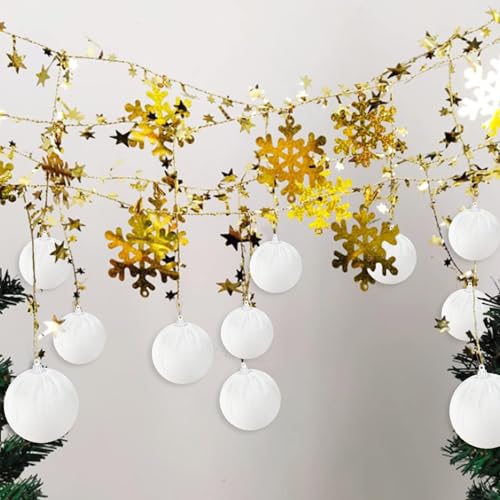 Gresorth 10pcs Velvet Handmade Ornament Plastic Shatterproof Fabric Wrapped Ball Flocked Xmas Hanging Christmas Tree Home Fireplace White by Gresorth - Image 6