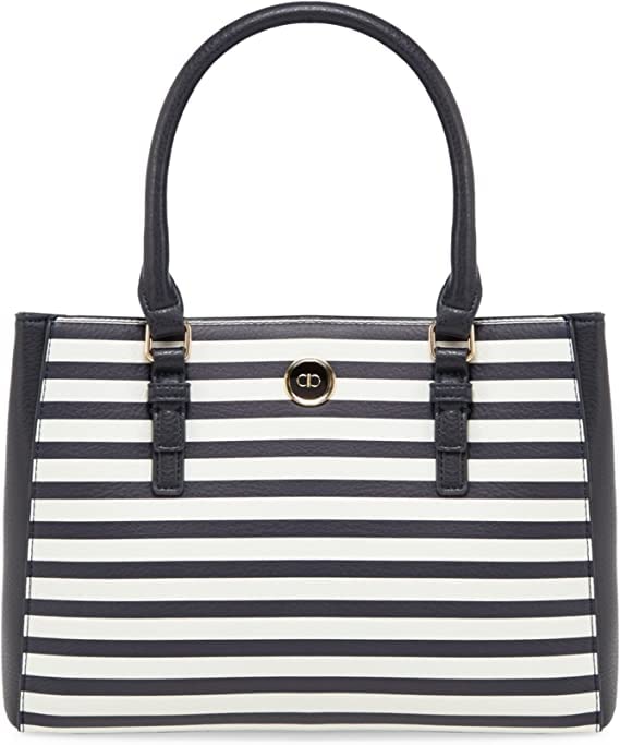 Sac à main pour femme noir à rayures multicolores - Taille Medium