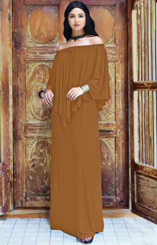 Image of KOH KOH Womens Strapless Off Shoulder Flattering Cocktail Maxi Dress Gown