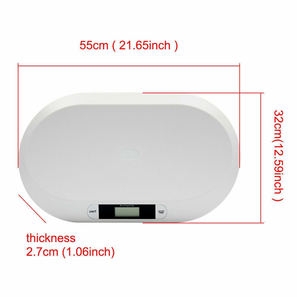 Bilancia per bambini piatta digitale fino a 20 kg, bilancia professionale per animali per bambini, indicatore LED, spegnimento automatico, funzione tara, per pesare bambini, conigli, gatti, cani, ecc