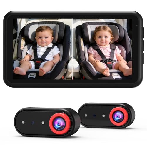 Image of LUCKVIEW BM2 PRO Dual Baby Car Camera, 5.2" 1080P HD Display for Rear-Facing Car Seats, IR Night Vision, Anti-Shake Mount, Easy Install – Ideal for Parents with 2 Kids and Pets