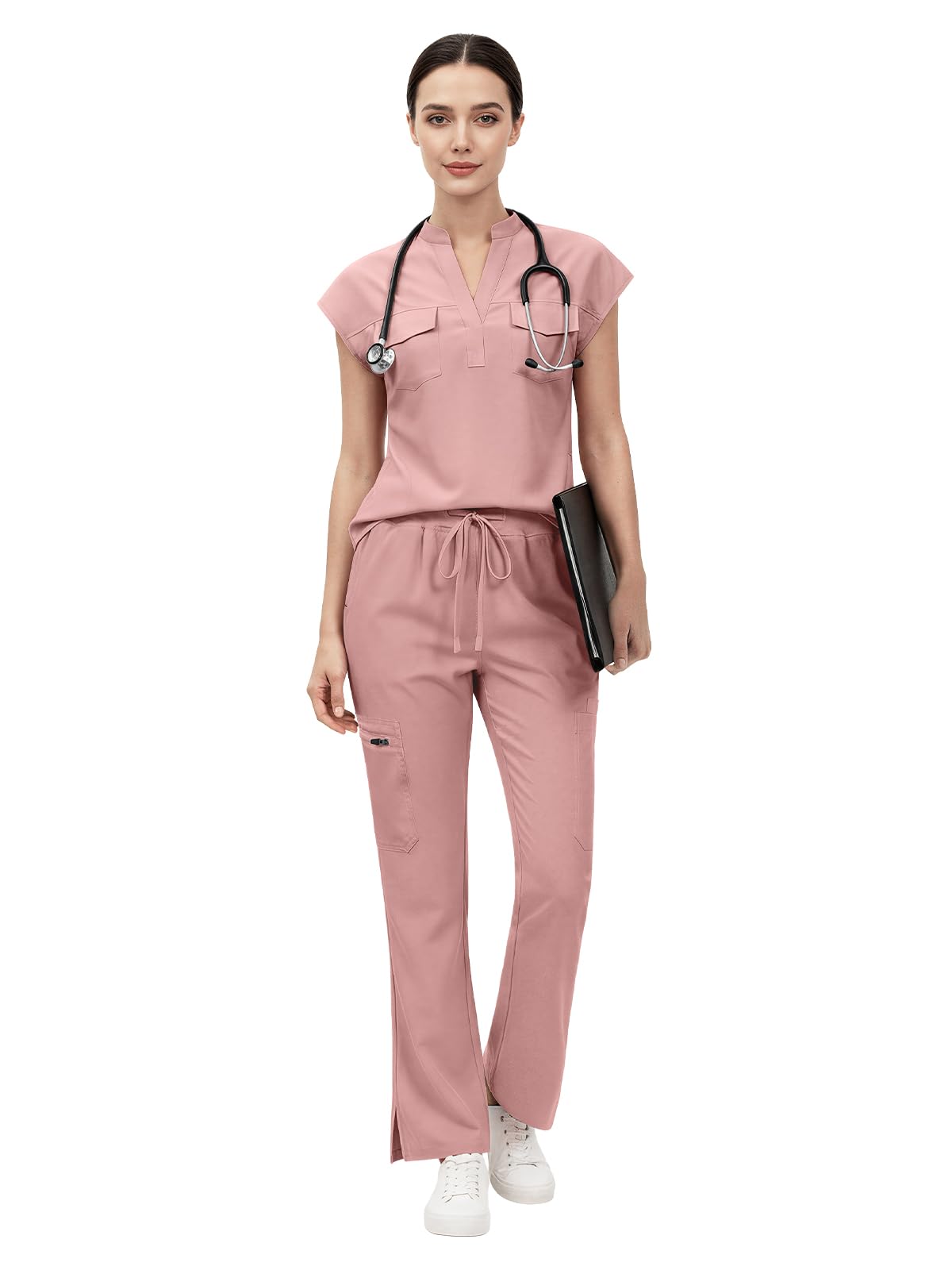 Women's 8 Pocket Flare Leg Scrub Set