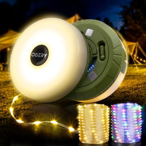 OGERY 2-Pack Camping String Lights 4 in 1, 32.8FT Quick Storage 8 Modes