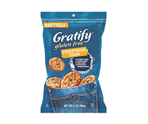 Gratify Gluten Free Pretzels Thins Everything On-the-Go Vegan GF Pretzel Crisps, 2oz Bag (Pack of 8)