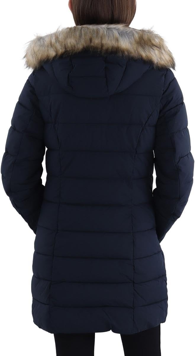Laundry by Shelli Segal Women's Stretch Quilted Puffer Jacket – Long Winter Coat With Faux Fur Hood - Image 2