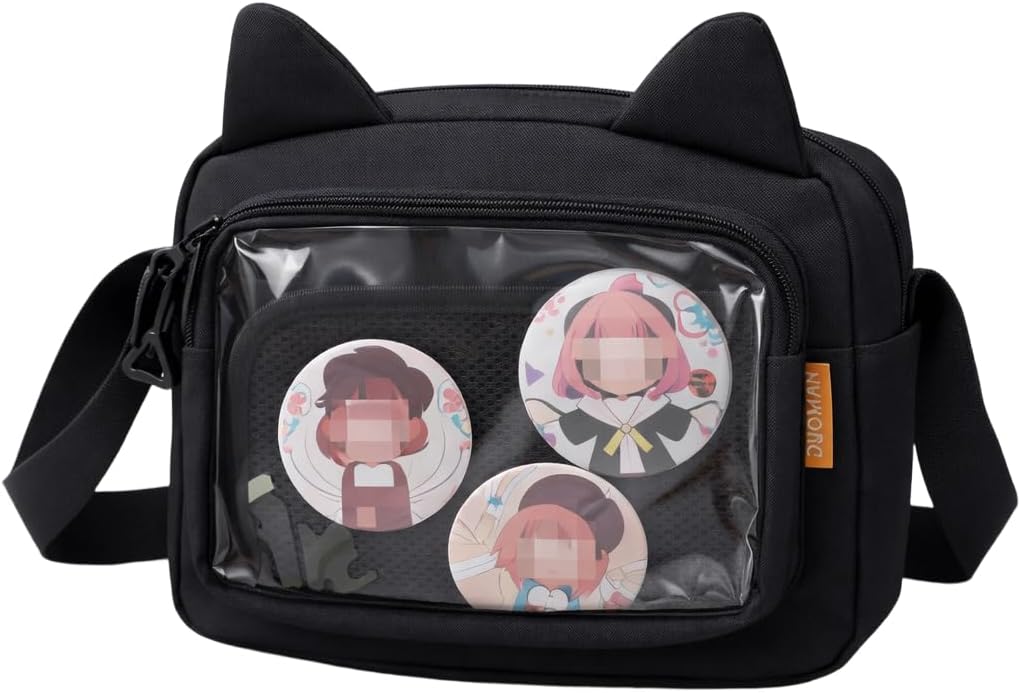 Small Crossbody Ita Bag, Mini Cute Pin Display Insert Messenger Bags DIY Handbags Kawaii Shoulder Purse