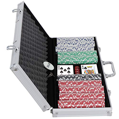 Smartxchoices 500 Piece Poker Chip Set 11.5 Gram Dice Style Clay Casino Poker Chips W/Aluminum Case Cards Dices Blind Button For Texas Holdem Blackjack Gambling #TOP3
