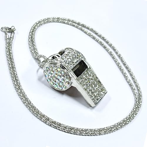 Silbato estilo Bling con cristales, metálico plateado miniatura 1