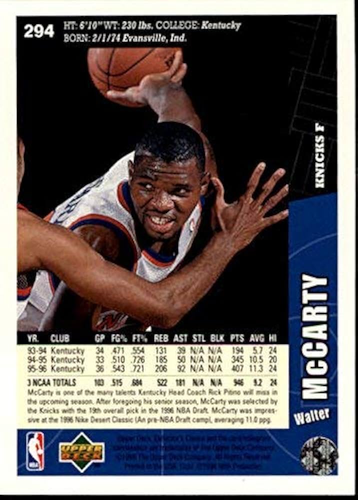 NBAカード Amazon.com: 1996-97 Collector's Choice #294 Walter McCarty RC NBA