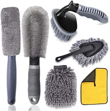 Coofbe Professional 6 Piece Microfiber Car Wash Set Car Rim Wash Brush Cloth Car Wash Brush Set