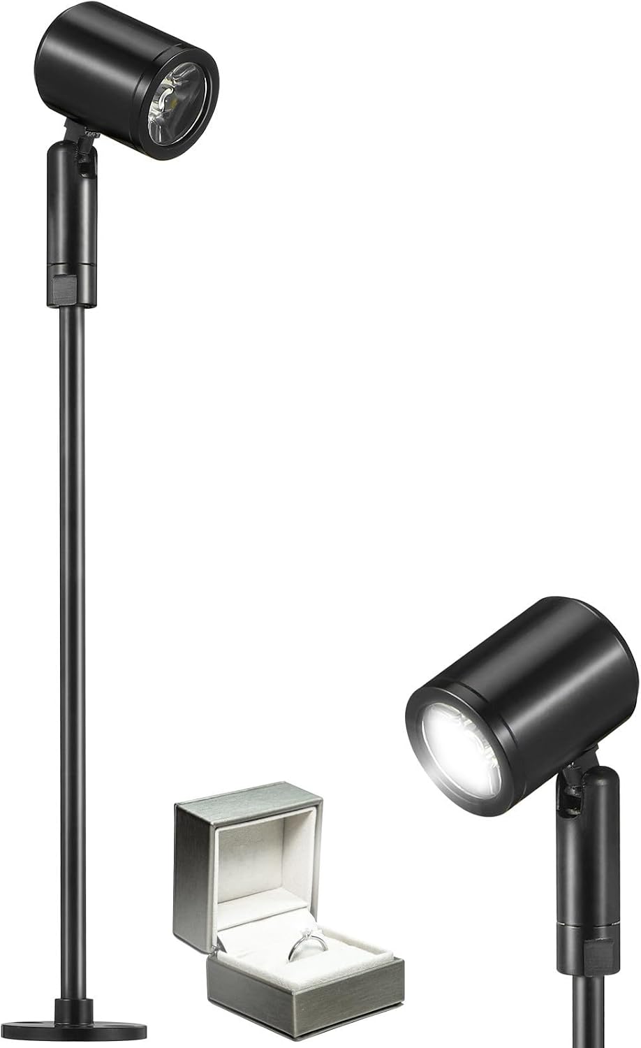 Toyvian Small Spotlight LED Jewelry Display Light for Home Dresser and Display, Portable Aluminum and Iron Cabinet Standing Light, Corrosion Resistant Mini Spotlight for Showcase
