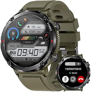 Military Smart Watch for Men Answer Make Calls, IP68 Waterproof Watch with 22 Sports Modes Long Battary Heart Rate Sleep Monitor SpO2, 1.6'' Tactical Smartwatch for Android and iPhone