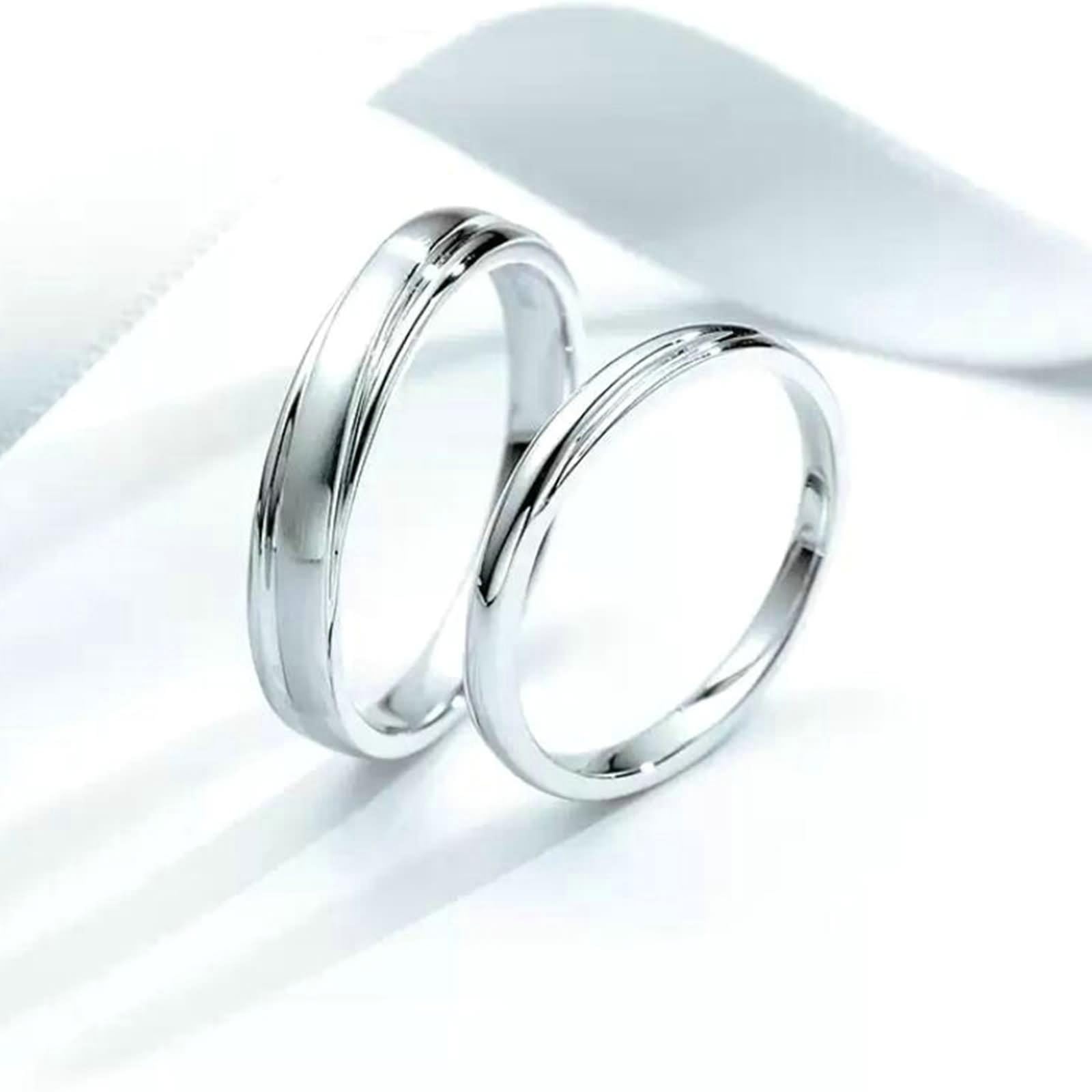 Anillo para mujer, delicado anillo para mujer, patrón de ondas, oro blanco/platino joyas para mujer