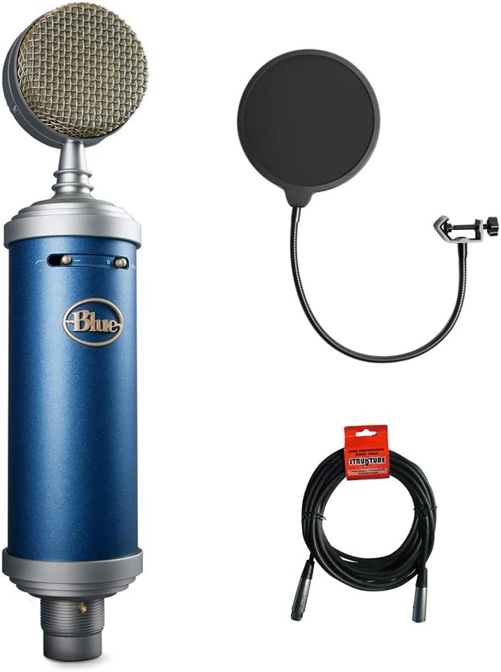 Blue Bluebird SL Large-Diaphragm Condenser Studio Microphone with Kellopy Pop Filter & XLR Cable Bundle