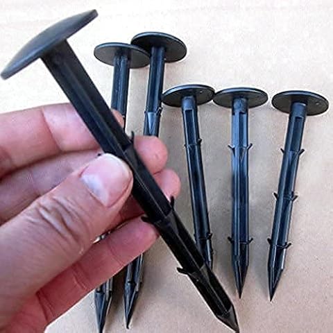 Namvo 50 Pcs 16cm/6.3 Inch Garden Pegs Plastic Fixing Pegs Weed Fabric Pegs for Weed Control Membrane Securing Ground Sheet Cover