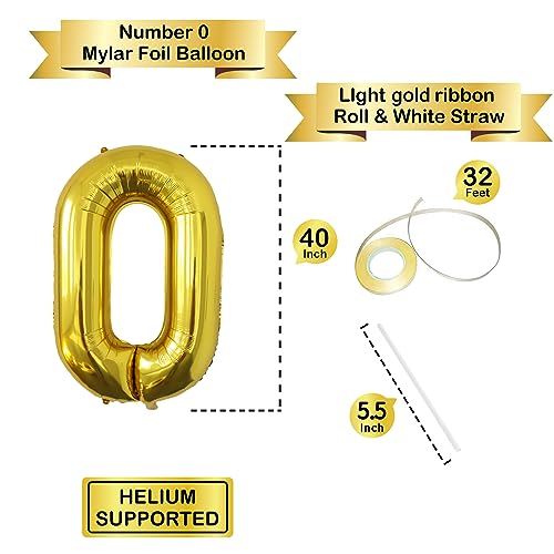 Image of Letter Balloons Gold Party Balloon - 40 Inch Large Gold Letter O Balloon, Letter Balloon Birthday Decorations, Balloon for Women Men Anniversary Party Decorations Supplies