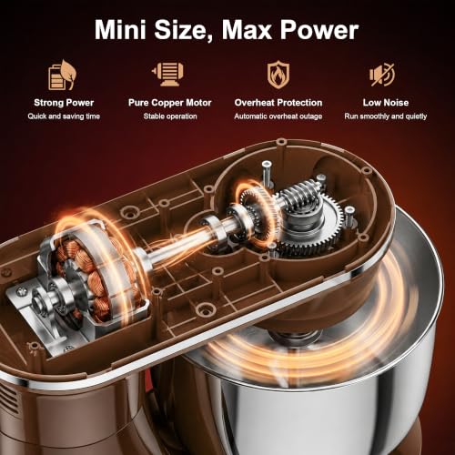 Image of Honinst 4QT Electric Stand Mixer, 10-Speed Tilt-Head Compact Kitchen Mixer