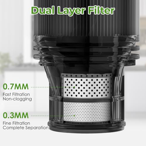 Masticating Juicer Machines, 350W Slow Cold Press Juicer with 6.1" Feeding Chute, High Juice Yield Juicer for Fruits and Vegetables, Easy to Clean3 - Thumbnail 6
