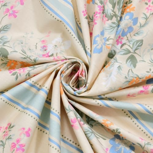 Image of haus & kinder Bedsheet for Double Bed King Size, 108 * 108 Inches King Size Bed Sheet Cotton with 2 Pillow Covers 186TC Cotton Bedsheets for King Size Bed- Serenade of Flowers