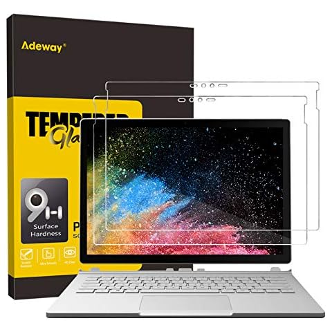 Adeway Microsoft Surface Book 2 Screen Protector 13.5 Inch, High Sensivity, Anti Fingerprint, Tempered Glass Screen Protector For Surface Book (2017/2018 Version)(2 Pack) Cover
