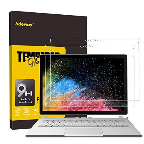 Adeway [2 Stück] Microsoft Surface Book 2/1 Schutzfolie 13,5 Zoll, Ideale Passform/Anti-Fingerabdruck/HD klares Glas Bildschirmschutzfolie für Surface Book 2, 13.5 zoll