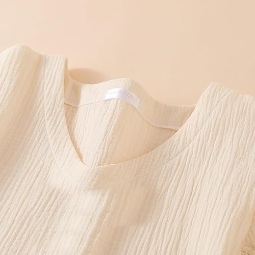CRETUAO Chemise nuit en gaze coton pour femme Chemise nuit en mousseline Robe de nuit légère et ample pour femme Robe nuit à col en V,Blanc,M – vue 4