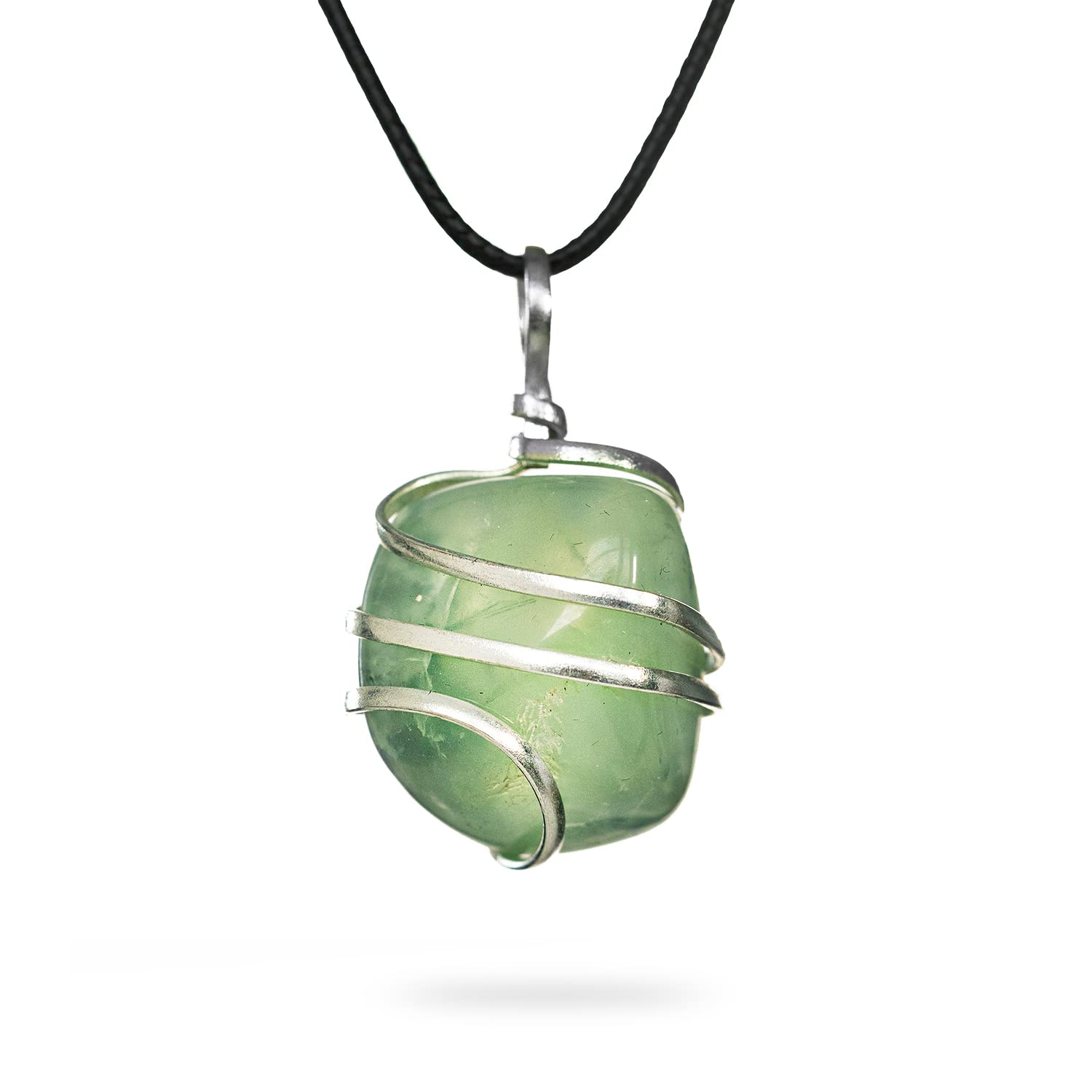 AYANA Prehnite Healing Crystal Pendant Necklace | Heart and Third Eye Chakra | Libra Zodiac Birthstone | Lucky Stone for Healers | Handmade with Ethically Sourced Raw Natural...