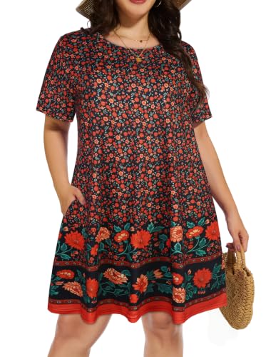 Image of Plus Size Summer Dresses Casual Tshirt Dress Loose Beach Pockets Sundress