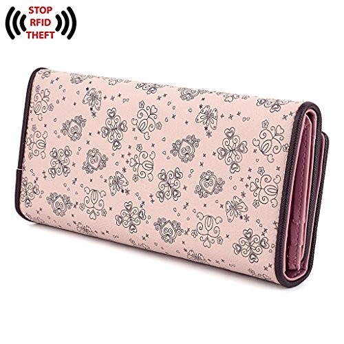 Image of UTO RFID Wallet for Women Large Capacity PU Leather Card Holder Phone Case Zipper Pocket Purse Clutch