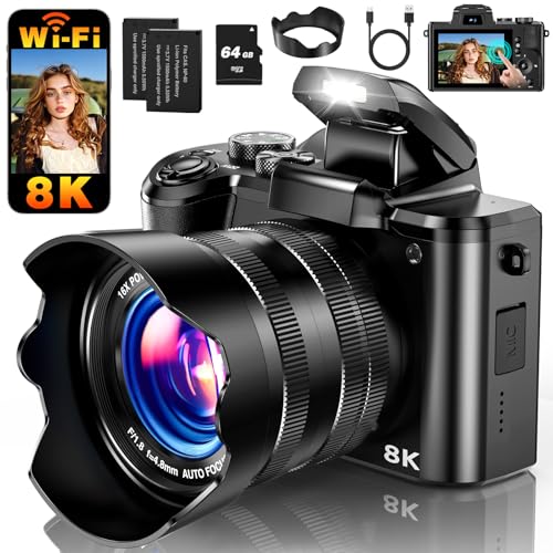8K Digital Camera, 88MP WiFi Cameras for Photography with 3.2' Touchscreen, Autofocus, 16X Zoom,...