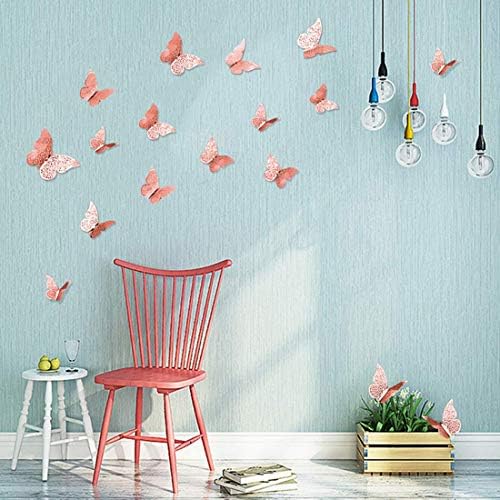 Aliauto 36Pcs Wall Decal 3D Imitation Metal Simulation Butterfly Art Wall Sticker,DIY Removable Decorative Paper Murals for Home,Bathroom,Living Room,Kids/Girls Bedroom,Nursery,Party Décor