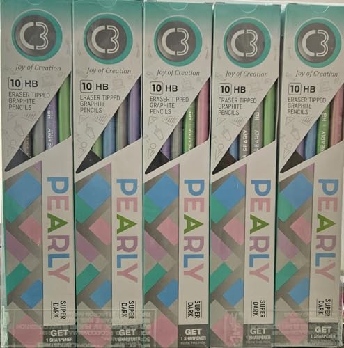 Image of Doms C3 PEARLY HB ERASER TIPPED GRAPHITE PENCIL | MULTICOLOR BODY | Hexagonal SHAPE