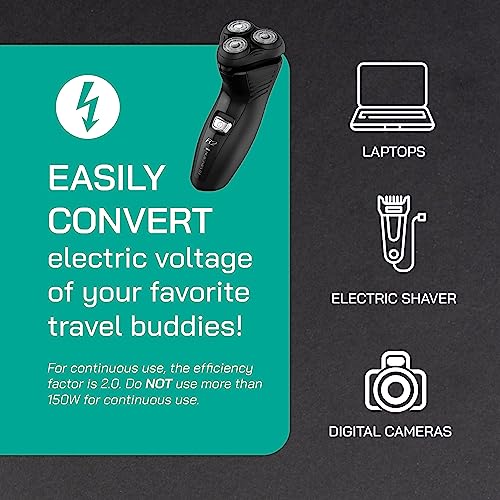 Litefuze 300 Watt Step Up/Step Down Travel Voltage Converter, 220/110V To 110/220V Converter With Type E/F Plug - Compatible With Hair Straightener, Camera, Laptop & More [5-Years Warranty] #TOP3