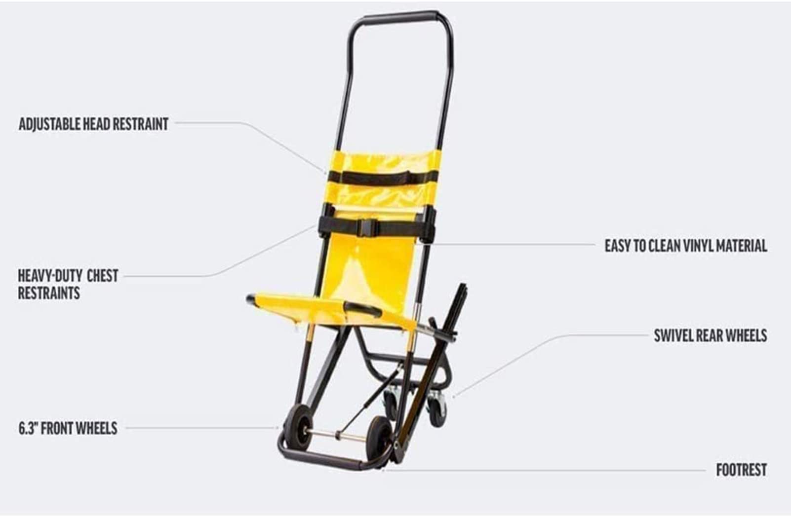 Silla Plegable para escaleras, Elevador de Rescate de Emergencia, Ambulancia, Bombero, Elevador de evacuación, Camilla para escaleras, Camilla para Subir escaleras con Hebillas de liberación rápida,