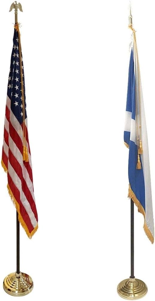 3x5' St Andrews Cross Scotland Indoor Flag with Pole Hem and Gold Ornamental Fringe, Made in USA