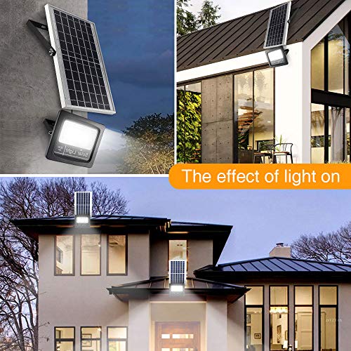 Yorklen 30W LED Solar Flood Lights Outdoor, Dusk to Dawn Solar Powered Street Light with Remote Control, 800 Lumen, IP67 Waterproof, for Yard, Garden, Garage, Pathway, Barn, Street (Cool White)
