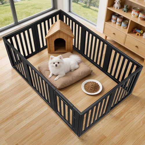 Image of Dog Playpen Indoor,Puppy Playpen,Black 30.3 inch H,10 Panels | Dog Play Pen Indoors with Open View, Tool-Free Setup, Multi-Shape Setup, Dog Pen for Dogs, Cats & Puppies